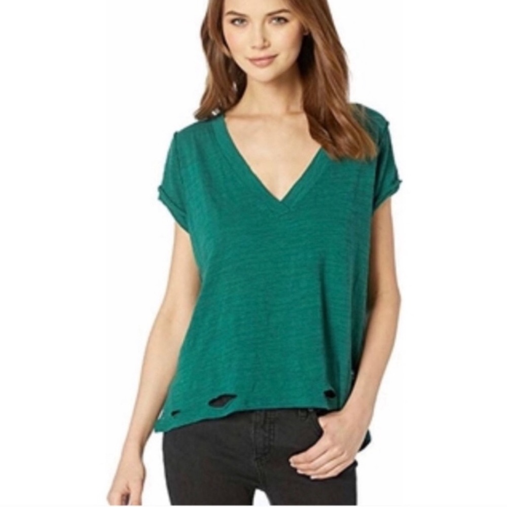 Free people shadow green distressed shirt